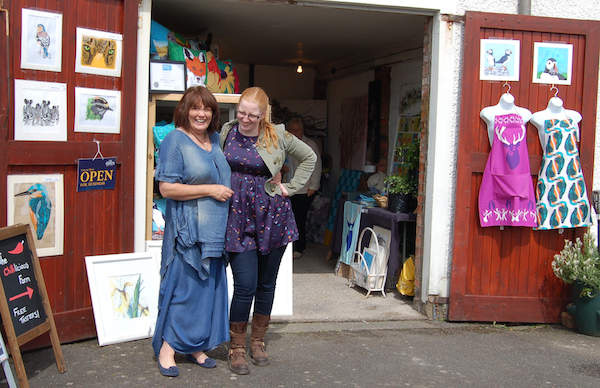 Artists Lesley Haycock and Chloe Brown at Pittenweem.